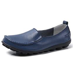 JeathFea Lässige Loafer für Damen weiches Leder leicht Klassische Penny Slip on Loafer Outdoor drinnen zu Fuß Mokassins Flache Schuhe für Damen Krankenschwester Loafer Flache Schuhe von JeathFea