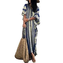 Jecarden Langes Kaftan-Kleid, Kaftan, Maxikleid, Damen, lässig, Boho-Sommer-Maxikleid, Kaftan, Nachtwäsche, Strandkleidung, Überwürfe für Damen, #4, Einheitsgröße von Jecarden