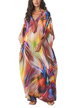 Jecarden Langes Kaftan-Kleid, Kaftan, Maxikleid, Damen, lässig, Boho-Sommer-Maxikleid, Kaftan, Nachtwäsche, Strandkleidung, Überwürfe für Damen, #6, Einheitsgröße von Jecarden