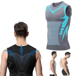Jeeeun Ionic Shaping Vest for Men, Shaping Vest 2024 New Menionic Tourmaline Posture Corrector Vest (Gray,Medium) von Jeeeun