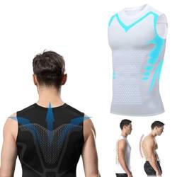 MENIONIC Tourmaline PostureCorrector Vest, 2024 New Ionic Shaping Sleeveless Shir, Posture Corrector, Back Support Vest, Muscle Memory Support Straightener (White,Men/Large) von Jeeeun