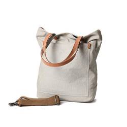 Jeelow Canvas Tote Schultertasche Handtasche Crossbody Taschen beutel für Damen & Herren mit ReiÃŸverschluss & Taschen, Beige (Medium Beige), Small von Jeelow