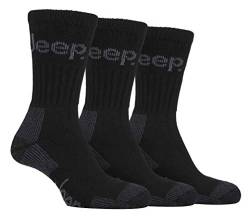 Herren 3 Paar Luxus Socken Jeep Terrain Cushion Sole Walking Hiking Work Socks 39-45 Schwarz von Jeep
