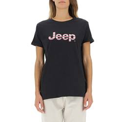 JEEP Damen J Woman Oversize Striped Print Turn-up Sleeve J22W T-Shirt, Black, Large von Jeep
