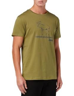 JEEP Herren J Men's Elk Print Large Outline-Venture Into The Wild J23w T-Shirt, Olive Green, XXL von Jeep