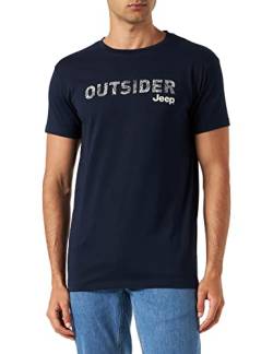 JEEP Herren J Outsider-Großer Aufdruck Karte J23S T-Shirt, Night Blue/Almond, Small von Jeep