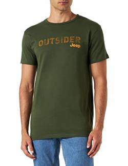 JEEP Herren J Outsider-Großer Aufdruck Karte J23S T-Shirt, Rifle Green/Nacho Ye, Small von Jeep