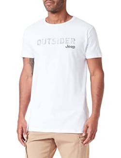 JEEP Herren J Outsider-Großer Aufdruck Karte J23S T-Shirt, White/Rifle Green, Large von Jeep