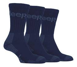 Jeep - 3er pack herren baumwolle gepolstert socken/trekkingsocken/wandersocken für sommer (39-45 eur, Navy) von Jeep