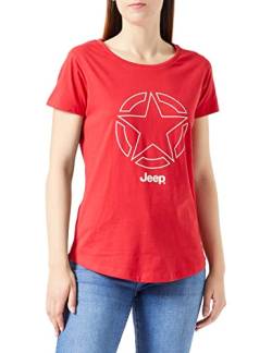 JEEP Damen J Star Outline Druck J21W T-Shirt, Flame Red/Birch W, X-Small von Jeep