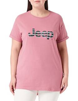 Jeep Damen J Woman Oversize Striped Print Turn-up Sleeve J22W T-Shirt, Dusty Rose, X-Large von Jeep