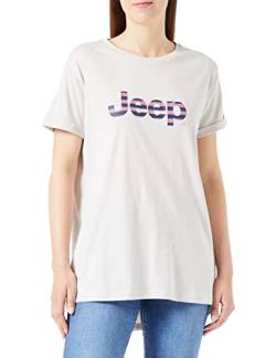 Jeep Damen J Woman Oversize Striped Print Turn-up Sleeve J22W T-Shirt, Light Graystone, X-Large von Jeep