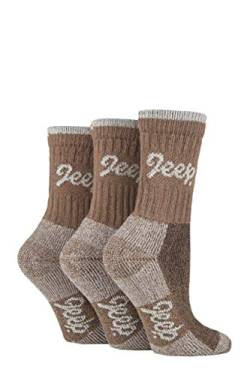 Jeep Damen Luxus Terrain Socken Packung 3 Bräunen/Sahne 37-41 von Jeep