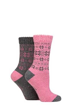 Jeep Damen Wolle Mischung Thermal Leistung Socken Packung 2 Holzkohle/Rose 37-42 von Jeep