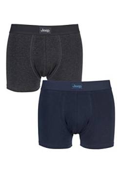 Jeep Herren 2 Pack Baumwolle Hipster Trunk Boxershorts - Marine/Holzkohle S von Jeep