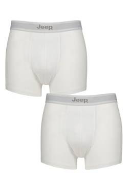 Jeep Herren 2 Pack Baumwolle Hipster Trunk Boxershorts - Weiß XL von Jeep