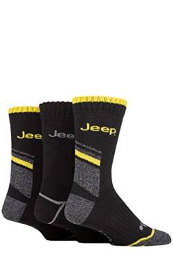 Jeep Herren Arbeitskleidung Stiefelsocken Packung 3 Schwarz/Holzkohle/Gelb 39-45 von Jeep