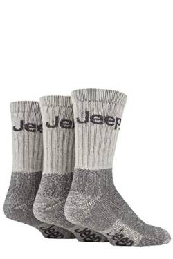 Jeep Herren Luxus Terrain Socken Packung mit 3 (38-44, Ecru/Grau) von Jeep