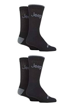 Jeep Herren Performance Einfache gerippte Socken Packung 4 Schwarz/Holzkohle 39-45 von Jeep