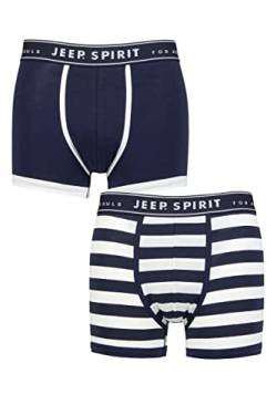 Jeep Spirit Herren Streifen Baumwolle Badehose Unterwäsche Packung 2 Breit Streifen Marine/Weiß XL von Jeep