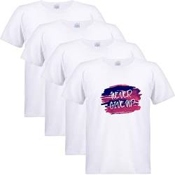 4-teiliges Unisex-T-Shirt, Sublimationsdruck, blanko, Polyester, Hemden für Sublimation, für Herren und Damen, kurzärmelig, Weiss/opulenter Garten, XL von Jeere
