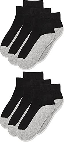 Jefferies Socks Jungen Little Boys' Seamless Half Cushion Kleine Nahtlos Sport Quarter Halbkissen Socken, schwarz/grau, Large (6er Pack) von Jefferies Socks