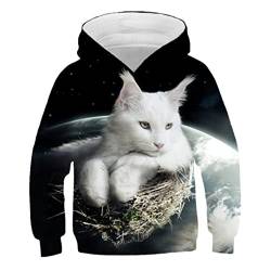 Jegsnoe Frühling Herbst 3D Gedruckt Jungen Mädchen Hoodie Kinder Langarm Pullover Kinder Tier Katze Sweatshirt Color4 11T von Jegsnoe