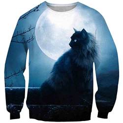 Jegsnoe Jungen Mädchen Süßes Tier Katze Sweatshirt Teenager Mode Kinder 3D Gedrucktes Sweatshirt Pullover Lässiges Sweatshirt TYL-3200 9T von Jegsnoe