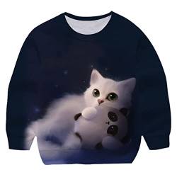 Jegsnoe Mädchen Tier Katze Sweatshirt Hoodies Frühling Herbst Jungen Kleidung Kinder Sweatshirts Lässige Lose Tops Color15 9T von Jegsnoe