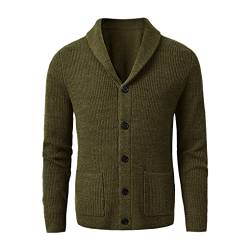 Jegsnoe Strickjacke Mit Schalkragen Für Herren, Schmale Passform, Geknöpfte Strickjacke Aus Wolle Green XXL von Jegsnoe