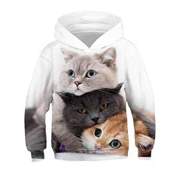 Mode Katze Hoodies Teen Mädchen Jungen 3D Gedrucktes Kapuzen-Sweatshirt Kinder Lose Pullover Kinder Streetwear tyw-3830 10T von Jegsnoe
