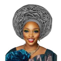 Nigerianische Aso Oke Headtie Auto Gele Headwrap afrikanische Mode Hochzeit Kopfschmuck für Frauen von Jegsnoe