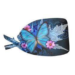 Jeiento Blaue Schmetterlings-Duschhaube für Frauen, verstellbare Hüte für Frauen von Jeiento