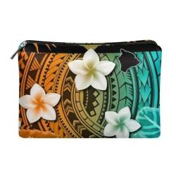 Jeiento Leder Reise Kosmetiktaschen für Frauen Männer Reißverschluss Reise Tasche Wasserdichte Aufbewahrungstasche Multifunktionale Aufbewahrungstasche, Polynesien Plumeria, Reisetasche von Jeiento