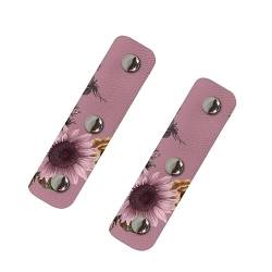 Jeiento Pink Sunflower Leather Luggage Handle Wraps Set of 2 Floral Purse Wallet Handle Wrap Suitcase Tag|Handle Wraps|Handle Covers for Travel Shopping Bag Baggage von Jeiento