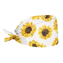 Jeiento Sonnenblumen-Duschhaube für Frauen, langes Haar, verstellbar, elastisch, Raffhalter, Hüte, Weiß von Jeiento