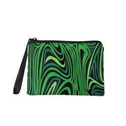 Jeiento St. Patrick's Day Münzgeldbörse Reißverschluss Make-up Kosmetiktasche Tragbare Multifunktion Kulturbeutel für Frauen Mädchen Grün Outdoor Handtasche, Grüne gedrehte Streifen, S, Münzbeutel von Jeiento