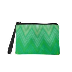 Jeiento St. Patrick's Day Münzgeldbörse Reißverschluss Make-up Kosmetiktasche Tragbare Multifunktion Kulturbeutel für Frauen Mädchen Grün Outdoor Handtasche, Grüner Batik-Geometriedruck, S, Münzbeutel von Jeiento