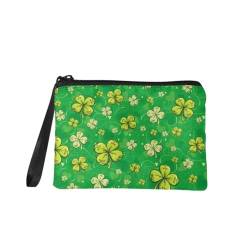 Jeiento St. Patrick's Day Münzgeldbörse Reißverschluss Make-up Kosmetiktasche Tragbare Multifunktion Kulturbeutel für Frauen Mädchen Grün Outdoor Handtasche, Grünes Blatt, S, Münzbeutel von Jeiento