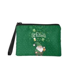 Jeiento St. Patrick's Day Münzgeldbörse Reißverschluss Make-up Kosmetiktasche Tragbare Multifunktion Kulturbeutel für Frauen Mädchen Grün Outdoor Handtasche, Happy St. Patrick's Day, S, Münzbeutel von Jeiento