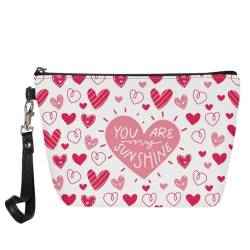 Jeiento Valentinstag-Leder-Make-up-Tasche, Geldbörse, Reise-Kosmetiktasche, multifunktional, kleine Kulturbeutel, praktische Tasche, Geschenke für Frauen und Mädchen, Valentinstagstasche, Hearts You von Jeiento