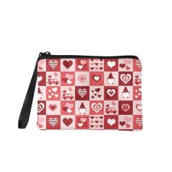 Jeiento Valentinstag Mini Geldbörse Münztasche für Frauen Mädchen Make Up Aufbewahrungstasche Herz Muster Reißverschluss Clutch Tasche, Valentinstag Geschenke Zubehör, Karomuster Zwerg Herz LKW, S, von Jeiento