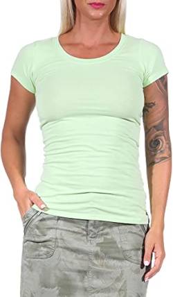 Jela London Damen Basic Longshirt T Shirt lang Stretch Rundhals Kurzarm einfarbig, Grün 98, 34-36 (M) von Jela London