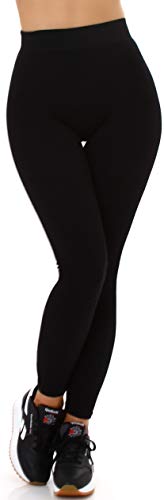 Jela London Damen Fitness Leggings Stretchhose Streifen Bodycon Feinripp, 119 Schwarz 34-36 von Jela London