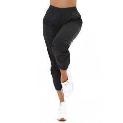 Jela London Damen High Waist Hose reflektierend Jogginghose Wetlook, Dunkelgrau 40-42 von Jela London