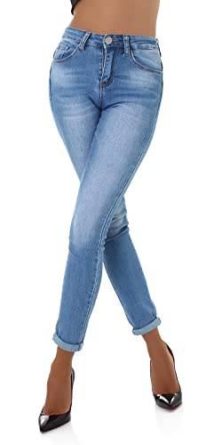 Jela London Damen High Waist Jeans Skinny Stretch Stone Washed, Blau 32-34 von Jela London