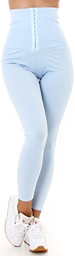 Jela London Damen High Waist Leggings Korsage Treggings Stretch Slim, Hellblau 36-38 (SM) von Jela London