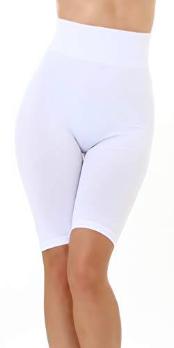 Jela London Damen High-Waist Shorts Slimming Radlerhose Fitness Sport Work-Out, Weiß 34-36 (S/M) von Jela London