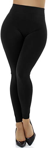 Jela London Damen High Waist Thermo Leggings Hoher Bund Strumpfhose Fleece gefüttert, Schwarz 36-38 von Jela London