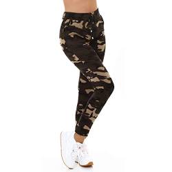 Jela London Damen Jogginghose Skinny Camouflage Flecktarn High-Waist, Beige 38-40 (L/XL) von Jela London